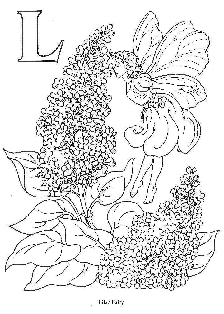 coloring page alphabetic lilac fairy l  - kleurplaat alfabetisch bloemenelfje l 