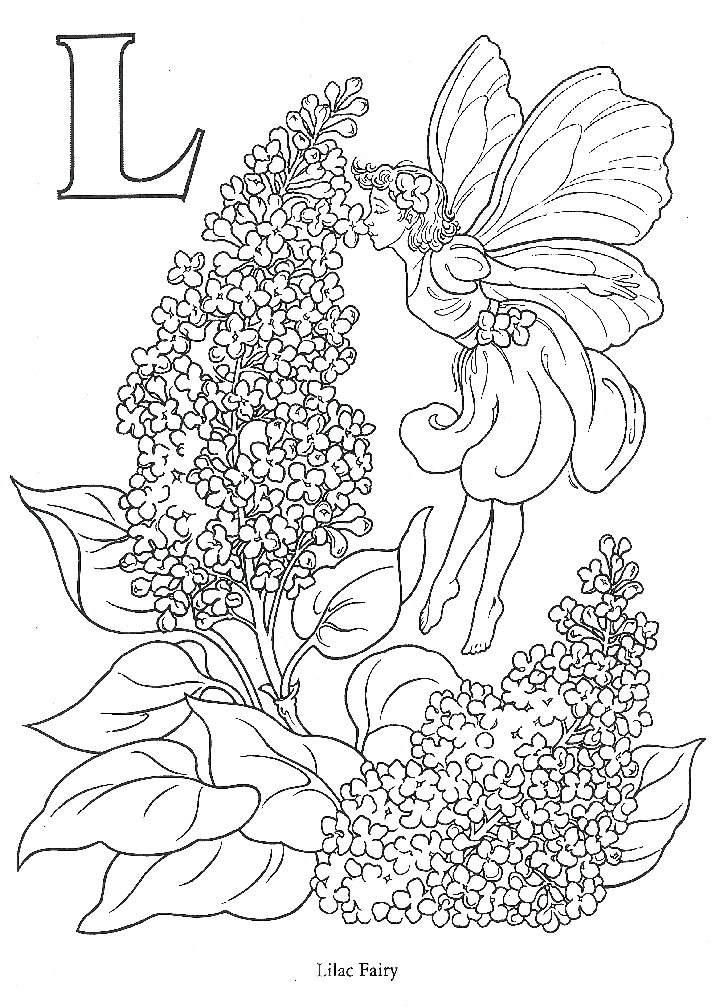 kleurplaat alfabetisch bloemenelfje l