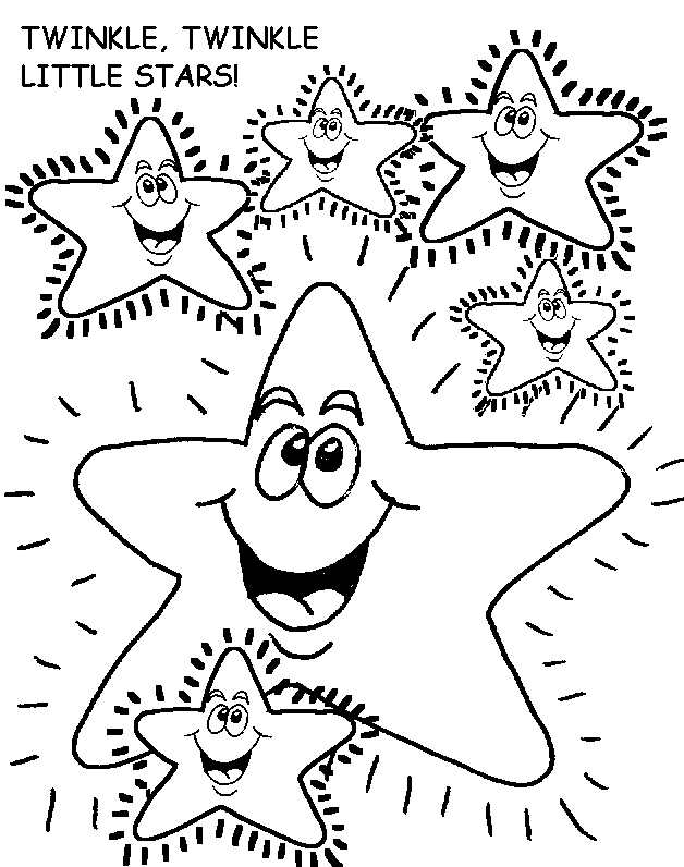 free coloring page of happy joyous twinkling stars at absolute1.net