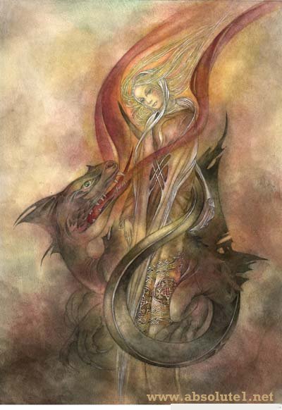 the dragon 
- art works by sulamith wulfing,  symbolic and healing images, offering a spiritual message. 
The magic of sulamith wlfing in her beautiful depiction of dragons and magical creatures is 
mystical and lovely. Sulamith Wulfing is a true mystic