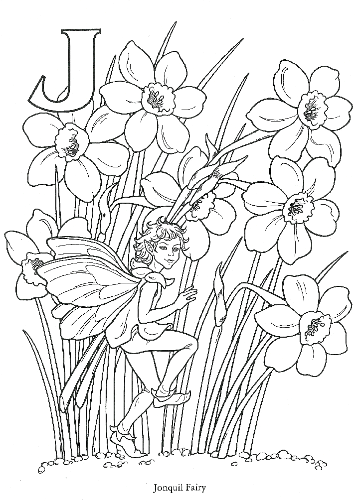 Coloring page jonquil fairie  - Kleurplaat bloemen elf 