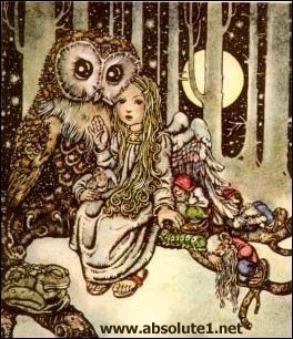child with owl & fairies